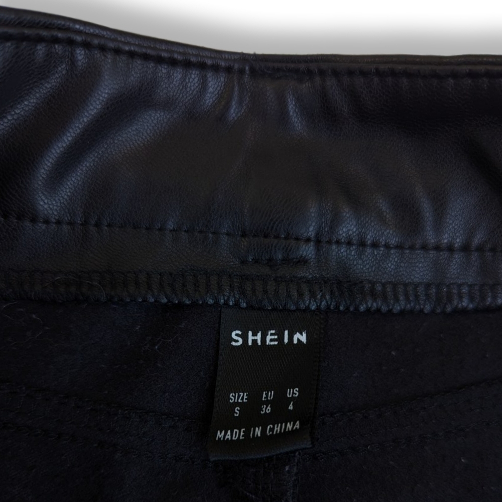 Faux Leather Split Knee High Waisted Pants Shein sz S - Picture 4 of 7